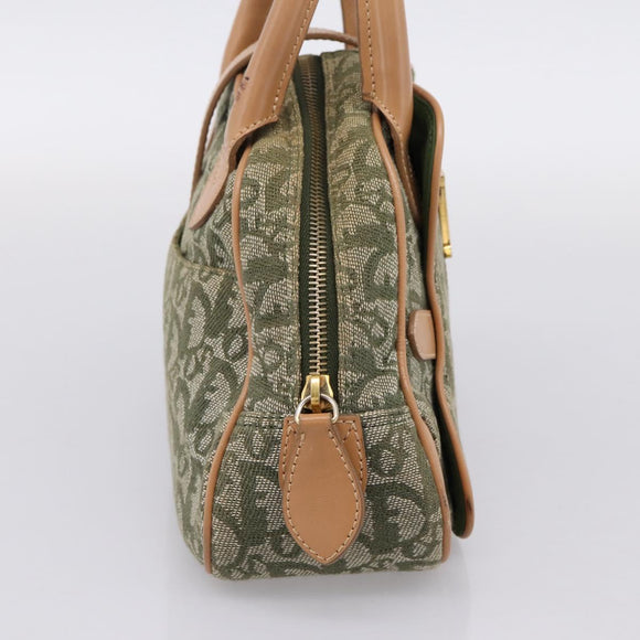 Christian Dior Trotter Canvas Double Saddle Bag Khaki Gold Tone Auth mr2931