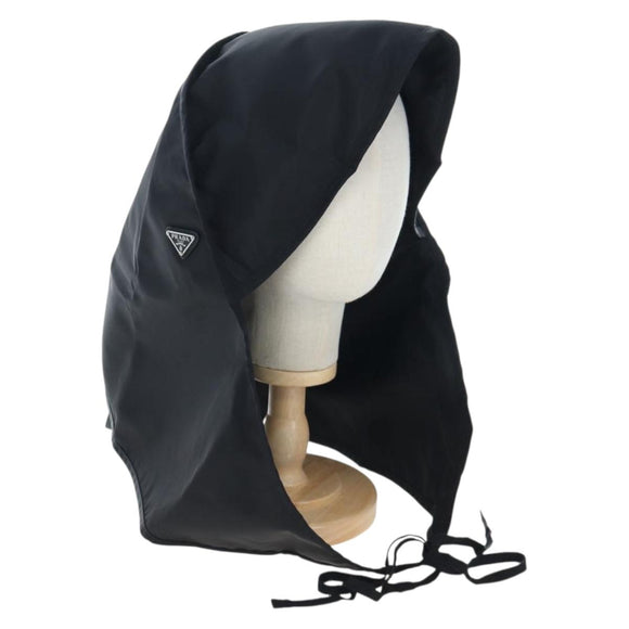 PRADA Balaclava Hat Nylon Black Silver Auth mr2932