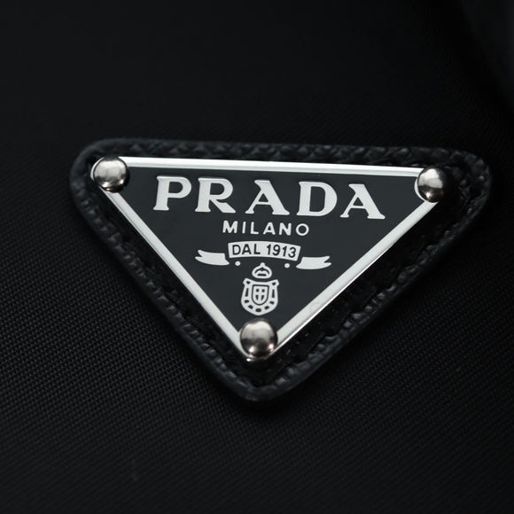 PRADA Balaclava Hat Nylon Black Silver Auth mr2932