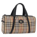 Burberrys Nova Check Hand Bag Canvas Beige Gold Tone Auth mr2933-1