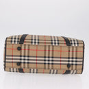 Burberrys Nova Check Hand Bag Canvas Beige Gold Tone Auth mr2933-6