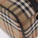 Burberrys Nova Check Hand Bag Canvas Beige Gold Tone Auth mr2933-17
