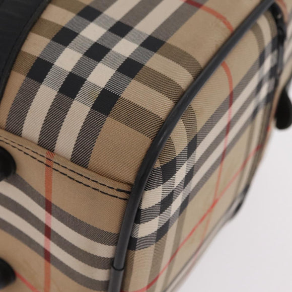 Burberrys Nova Check Hand Bag Canvas Beige Gold Tone Auth mr2933