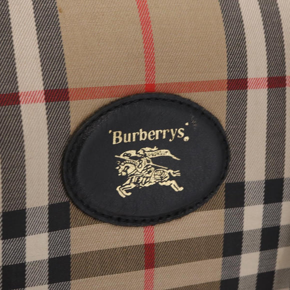 Burberrys Nova Check Hand Bag Canvas Beige Gold Tone Auth mr2933