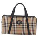 Burberrys Nova Check Hand Bag Canvas Beige Gold Tone Auth mr2933-13