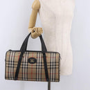 Burberrys Nova Check Hand Bag Canvas Beige Gold Tone Auth mr2933-22