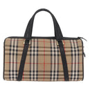 Burberrys Nova Check Hand Bag Canvas Beige Gold Tone Auth mr2933-2