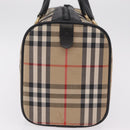 Burberrys Nova Check Hand Bag Canvas Beige Gold Tone Auth mr2933-4