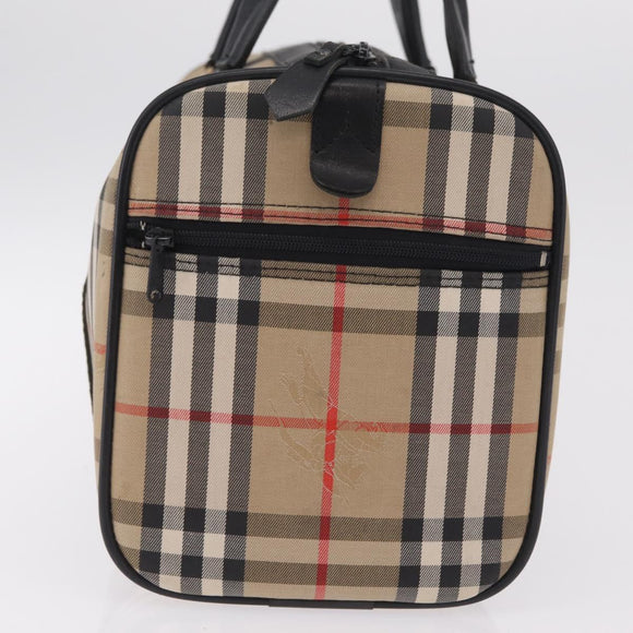 Burberrys Nova Check Hand Bag Canvas Beige Gold Tone Auth mr2933