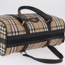 Burberrys Nova Check Hand Bag Canvas Beige Gold Tone Auth mr2933-8