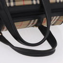 Burberrys Nova Check Hand Bag Canvas Beige Gold Tone Auth mr2933-9