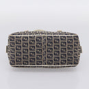 FENDI Zucchino Canvas Hand Bag Navy Silver 8BN004 Auth mr2935-5
