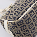 FENDI Zucchino Canvas Hand Bag Navy Silver 8BN004 Auth mr2935-16