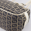 FENDI Zucchino Canvas Hand Bag Navy Silver 8BN004 Auth mr2935-17