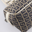 FENDI Zucchino Canvas Hand Bag Navy Silver 8BN004 Auth mr2935-10