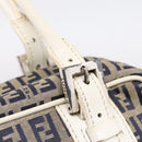 FENDI Zucchino Canvas Hand Bag Navy Silver 8BN004 Auth mr2935-18