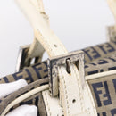 FENDI Zucchino Canvas Hand Bag Navy Silver 8BN004 Auth mr2935-19