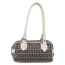 FENDI Zucchino Canvas Hand Bag Navy Silver 8BN004 Auth mr2935-13