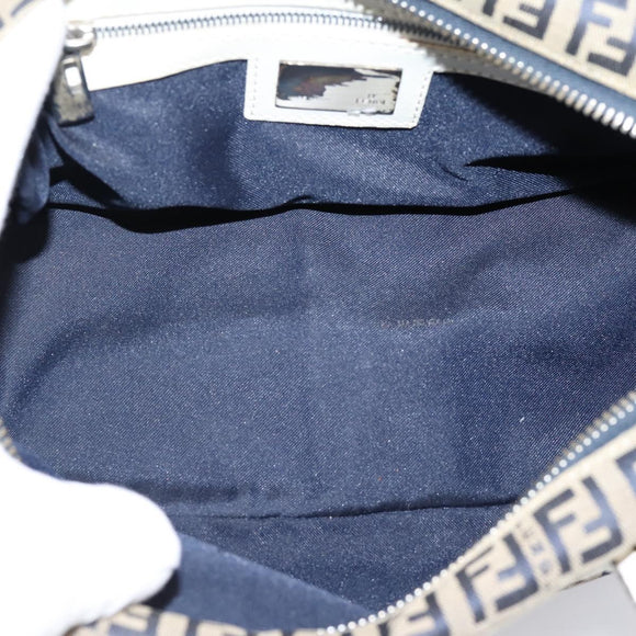 FENDI Zucchino Canvas Hand Bag Navy Silver 8BN004 Auth mr2935