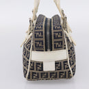FENDI Zucchino Canvas Hand Bag Navy Silver 8BN004 Auth mr2935-3