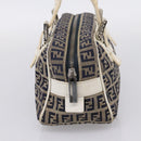 FENDI Zucchino Canvas Hand Bag Navy Silver 8BN004 Auth mr2935-4