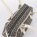 FENDI Zucchino Canvas Hand Bag Navy Silver 8BN004 Auth mr2935-6