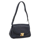 Bottega Veneta INTRECCIATO Shoulder Bag Leather Black Gold Tone Auth mr2936-1