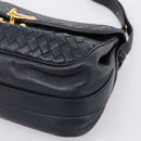 Bottega Veneta INTRECCIATO Shoulder Bag Leather Black Gold Tone Auth mr2936-8