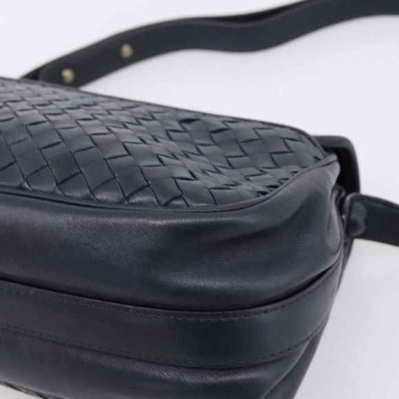 Bottega Veneta INTRECCIATO Shoulder Bag Leather Black Gold Tone Auth mr2936