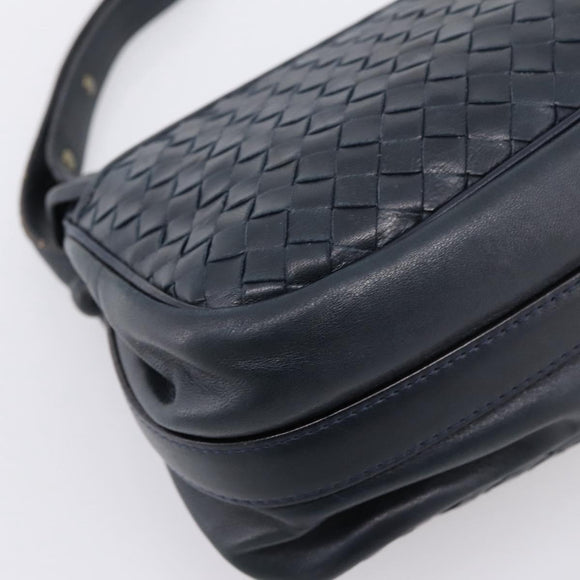 Bottega Veneta INTRECCIATO Shoulder Bag Leather Black Gold Tone Auth mr2936