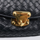 Bottega Veneta INTRECCIATO Shoulder Bag Leather Black Gold Tone Auth mr2936-18