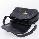 Bottega Veneta INTRECCIATO Shoulder Bag Leather Black Gold Tone Auth mr2936-10