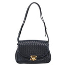 Bottega Veneta INTRECCIATO Shoulder Bag Leather Black Gold Tone Auth mr2936-13