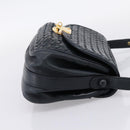 Bottega Veneta INTRECCIATO Shoulder Bag Leather Black Gold Tone Auth mr2936-4