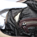 PRADA Shoulder Bag Canvas Brown Silver Auth mr2938-20
