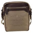 PRADA Shoulder Bag Canvas Brown Silver Auth mr2938-13