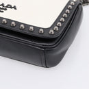 PRADA Chain Shoulder Bag Leather White Black Auth mr2939A-9