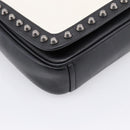 PRADA Chain Shoulder Bag Leather White Black Auth mr2939A-14