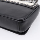 PRADA Chain Shoulder Bag Leather White Black Auth mr2939A-15