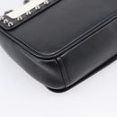 PRADA Chain Shoulder Bag Leather White Black Auth mr2939A-16