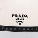 PRADA Chain Shoulder Bag Leather White Black Auth mr2939A-17