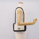 PRADA Chain Shoulder Bag Leather White Black Auth mr2939A-25