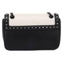 PRADA Chain Shoulder Bag Leather White Black Auth mr2939A-2