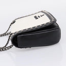 PRADA Chain Shoulder Bag Leather White Black Auth mr2939A-3