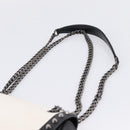 PRADA Chain Shoulder Bag Leather White Black Auth mr2939A-8
