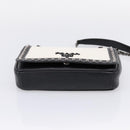 PRADA Chain Shoulder Bag Leather White Black Auth mr2939A-5