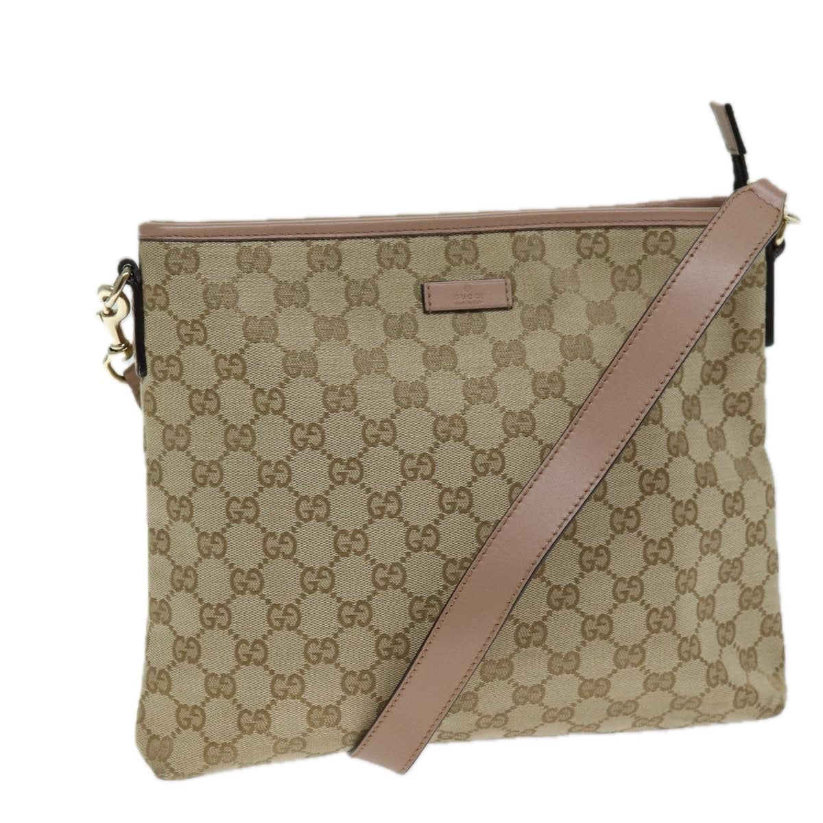 GUCCI GG Canvas Shoulder Bag Beige Pink 388924 Auth mr294