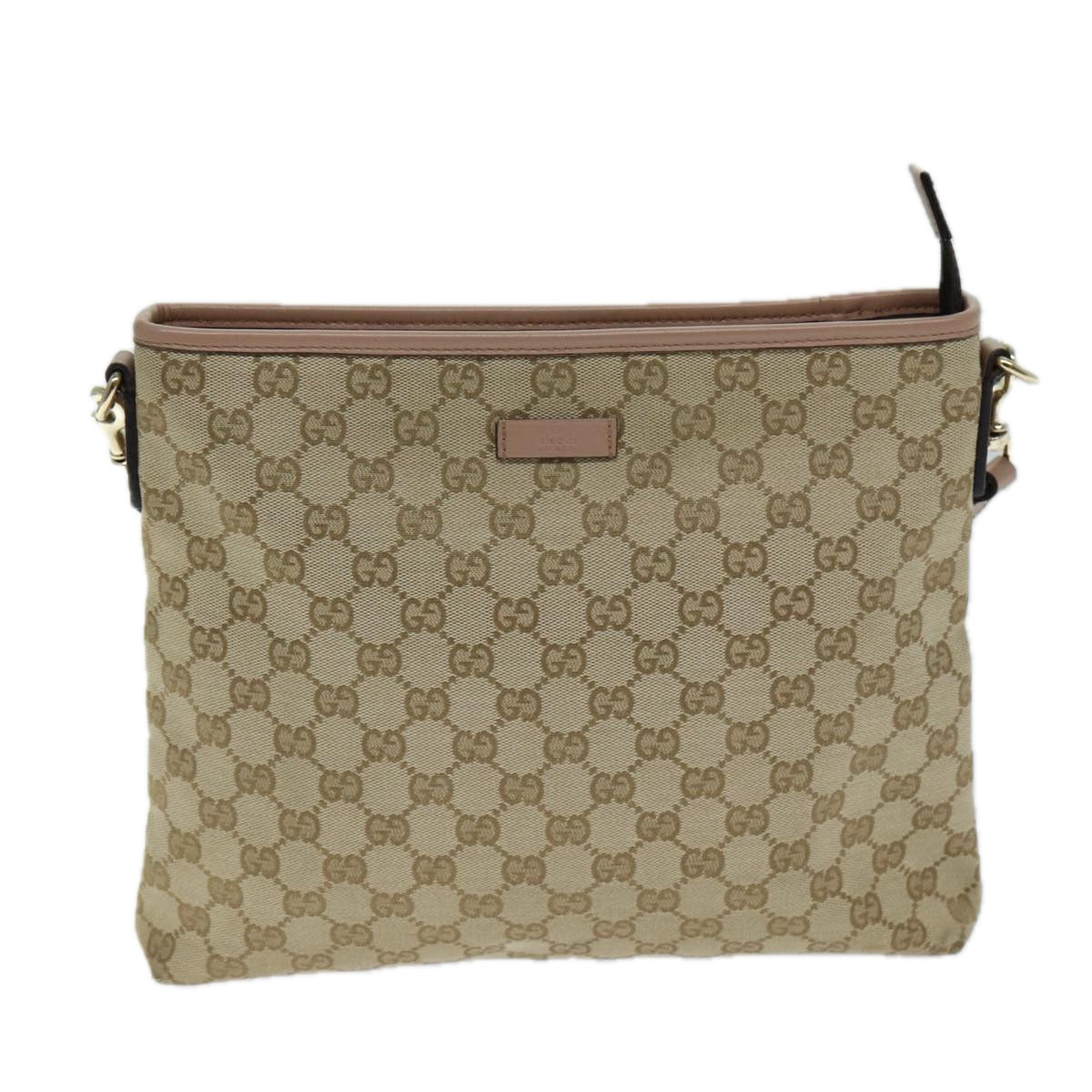 GUCCI GG Canvas Shoulder Bag Beige Pink 388924 Auth mr294