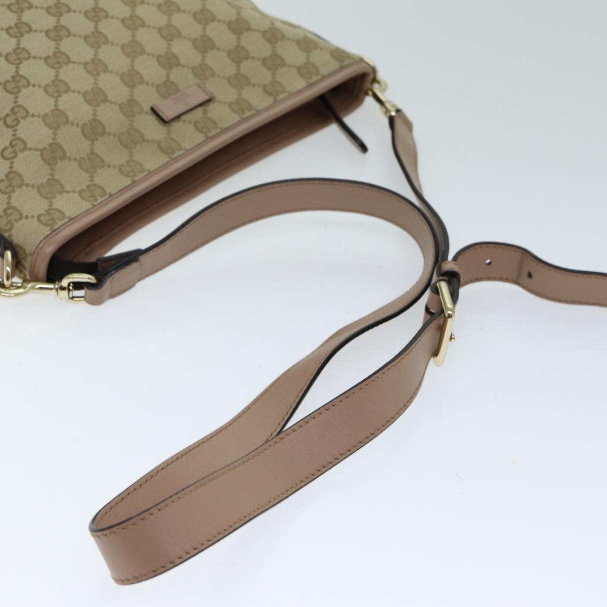 GUCCI GG Canvas Shoulder Bag Beige Pink 388924 Auth mr294