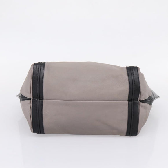 Chloe Hand Bag Leather Gray Gold Tone Auth mr2941